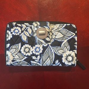 Vera Bradley Black/Blue/White Floral Wallet.